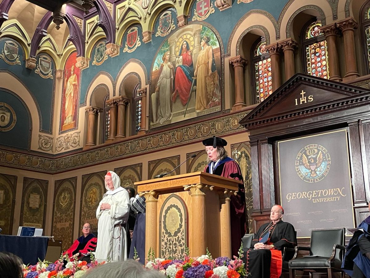 Vilda Westh Blanc/The Hoya | Georgetown University conferred an honorary degree on Cardinal Timothy Radcliffe, O.P., at a ceremony in Gaston Hall on Jan. 27.