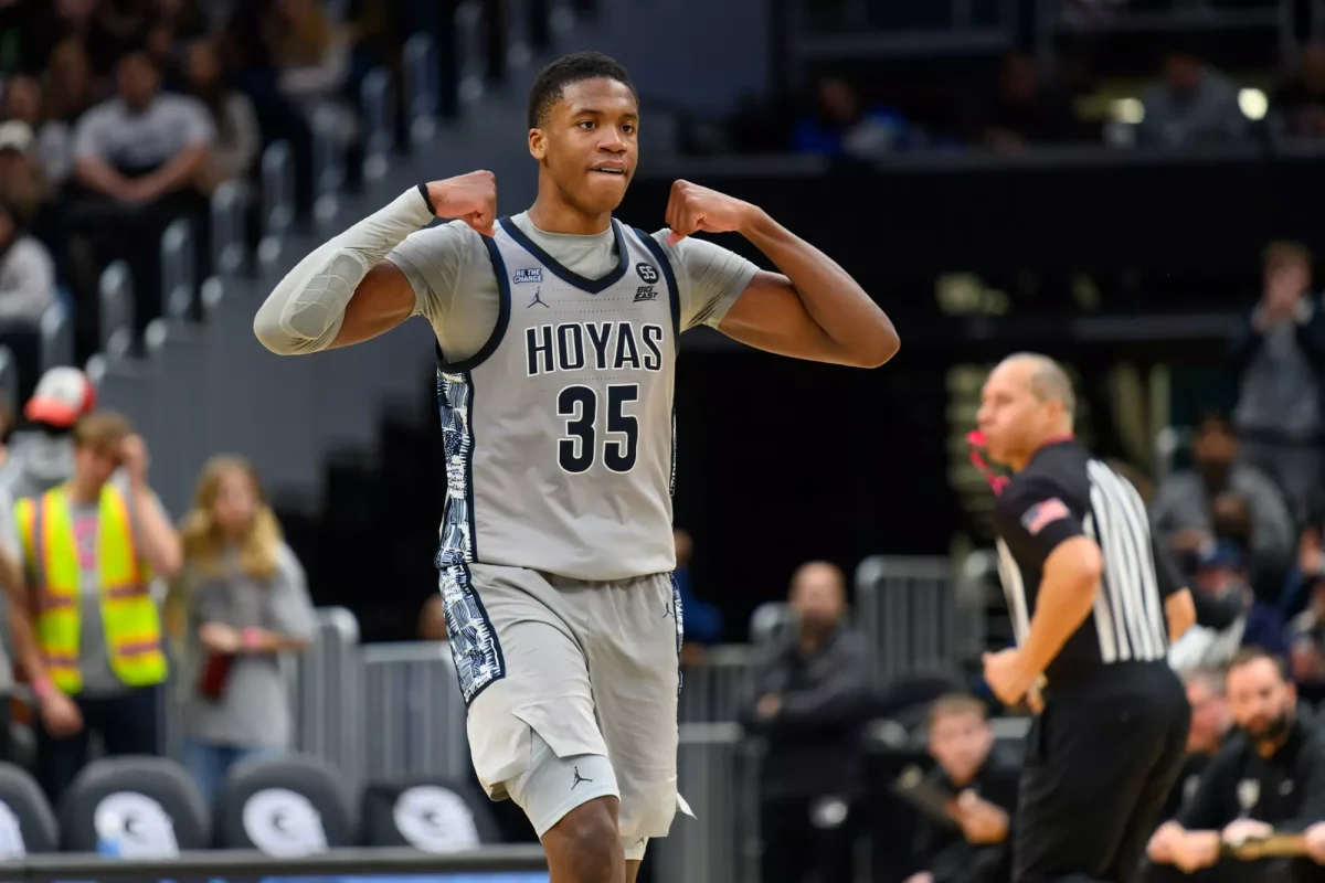 First-year center Thomas Sorber is widely viewed as a first round, and perhaps even a lottery pick in this year's NBA draft, if he choose to declare. (GUHoyas)