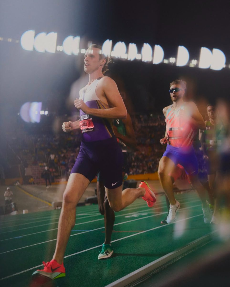 Cole Hocker, Josh Kerr and Yared Nuguse compete in the short distance category of the inaugural Grand Slam Track weekend. (@grandslamtrack/Instagram) 