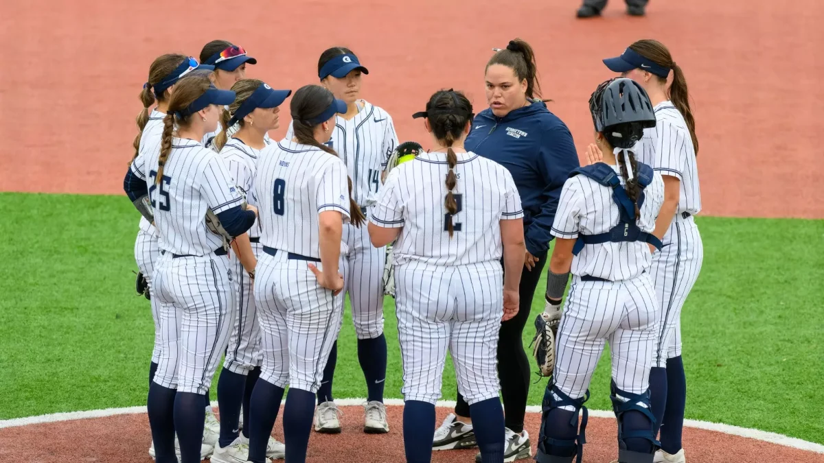 The Georgetown Hoyas softball team fell 2-0 to the George Washington Revolutionaries in a mid-week matchup after failing to score any runs. (GUHoyas)