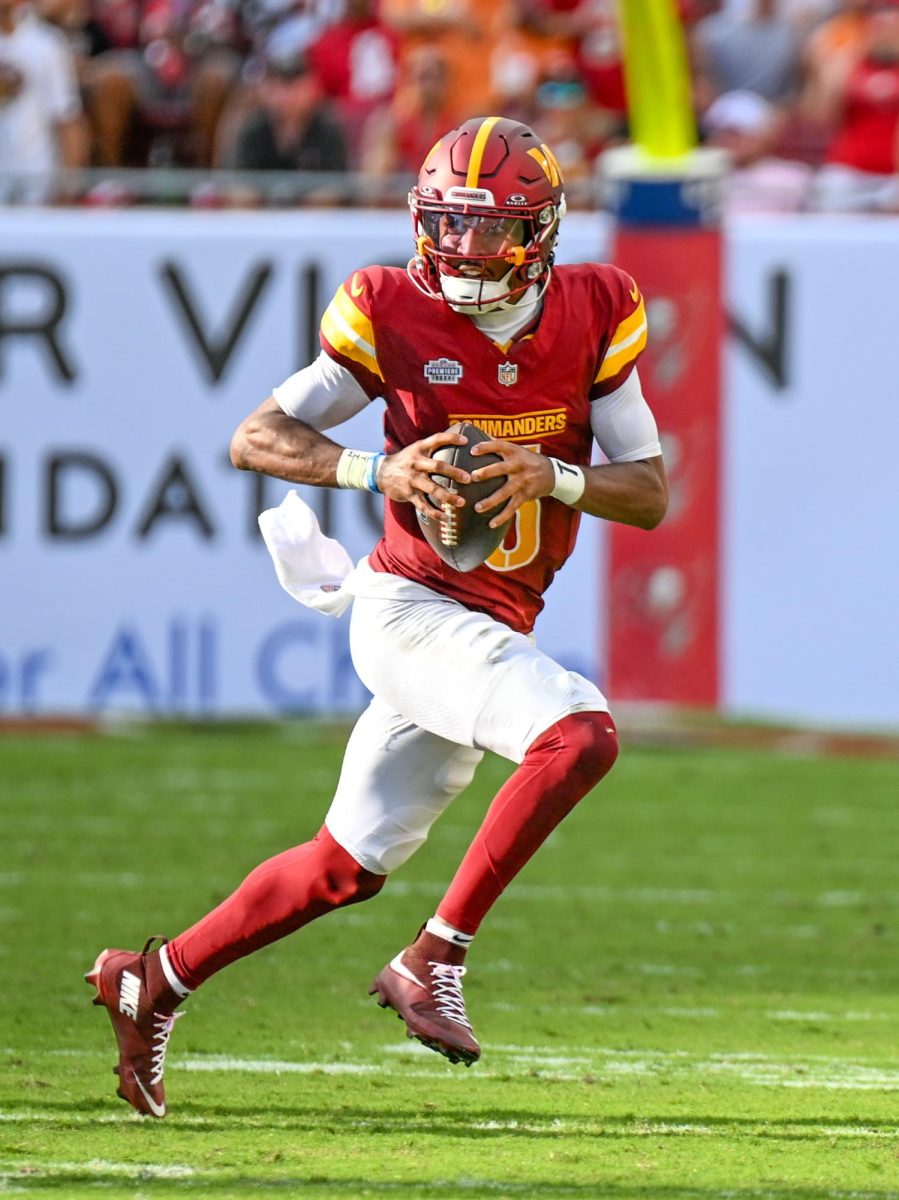 Rookie quarterback Jayden Daniels turned the Washington Commander's momentum around last season leading the team to the NFC Championship, a feat the team will hope to reproduce this season (Joe Glorioso/Wikimedia Commons).