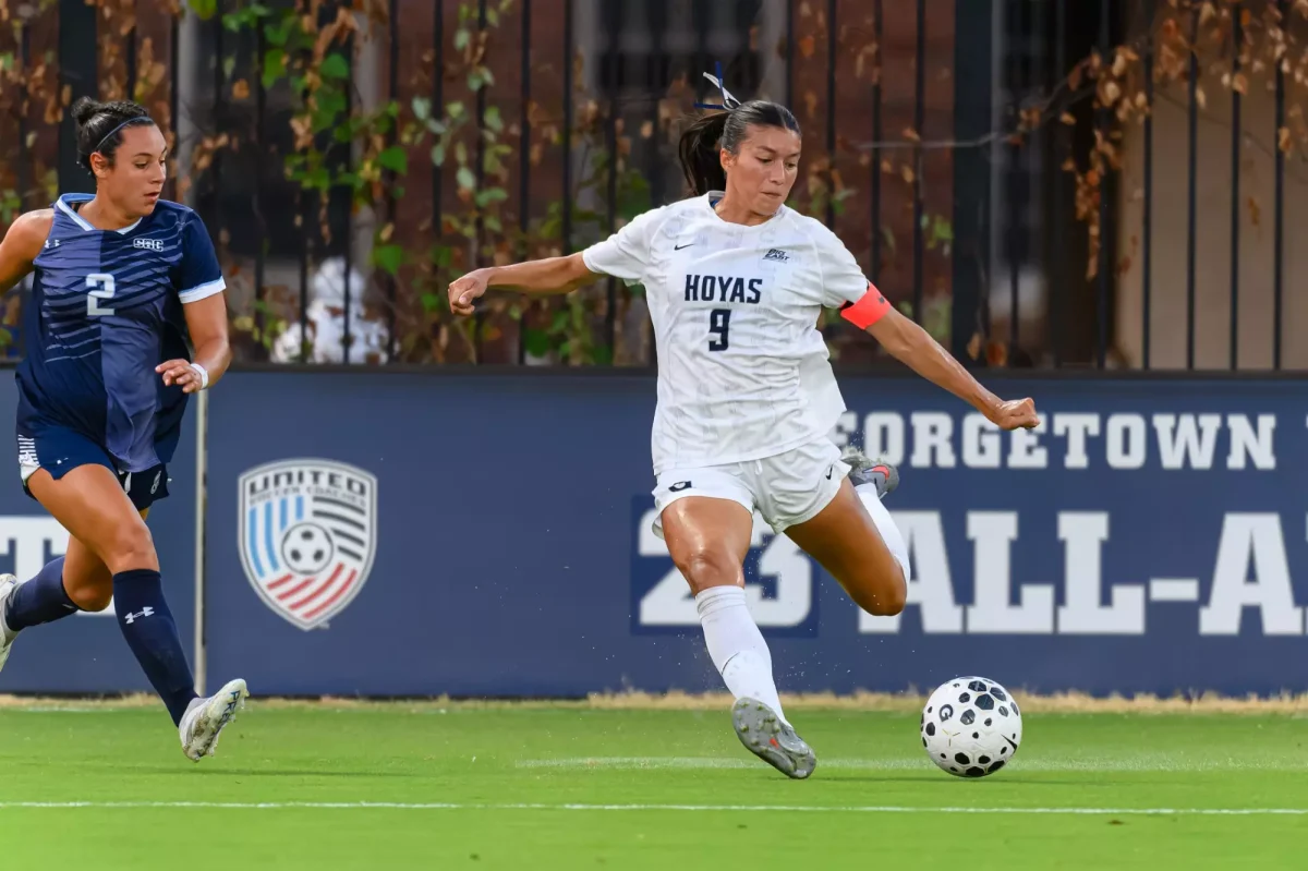 Graduate forward Maja Lardner scored the Hoyas' only point of the match with 20 minutes left to play, marking the 5th match of 5 Lardner scored in this season. (GUHoyas)