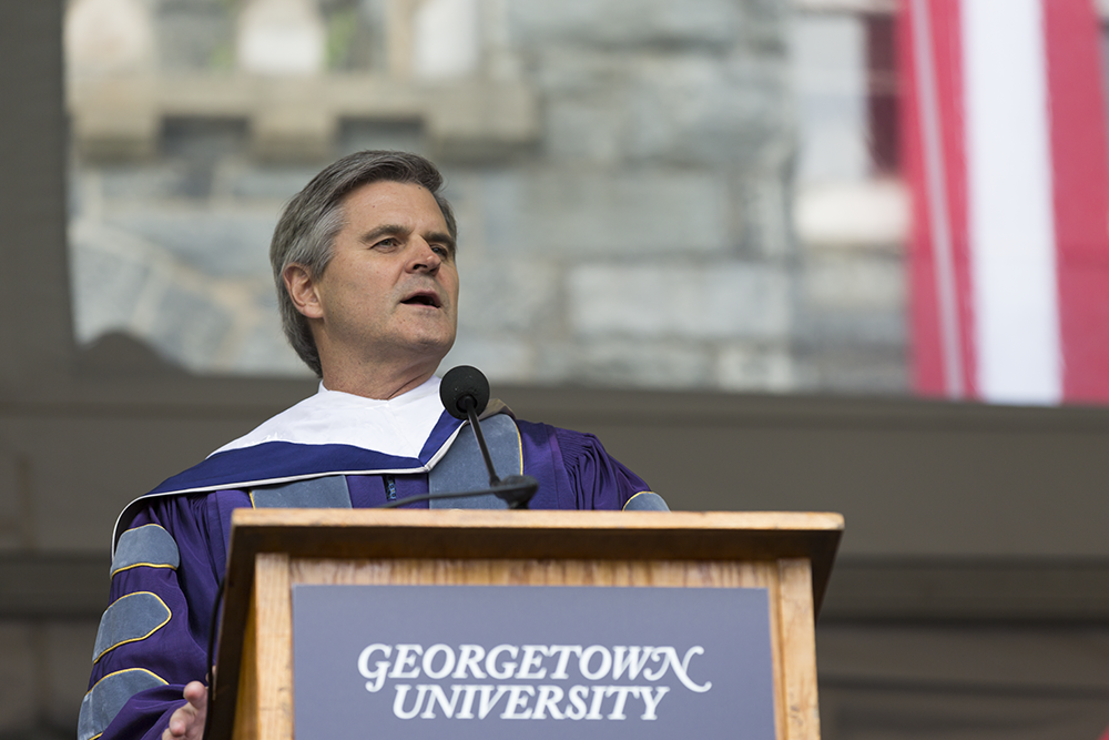 ALEXANDER BROWN/THE HOYA
Former CEO of AOL Steve Case addressed the McDonough School of Business Class of 2014 at their commencement ceremony Saturday.
