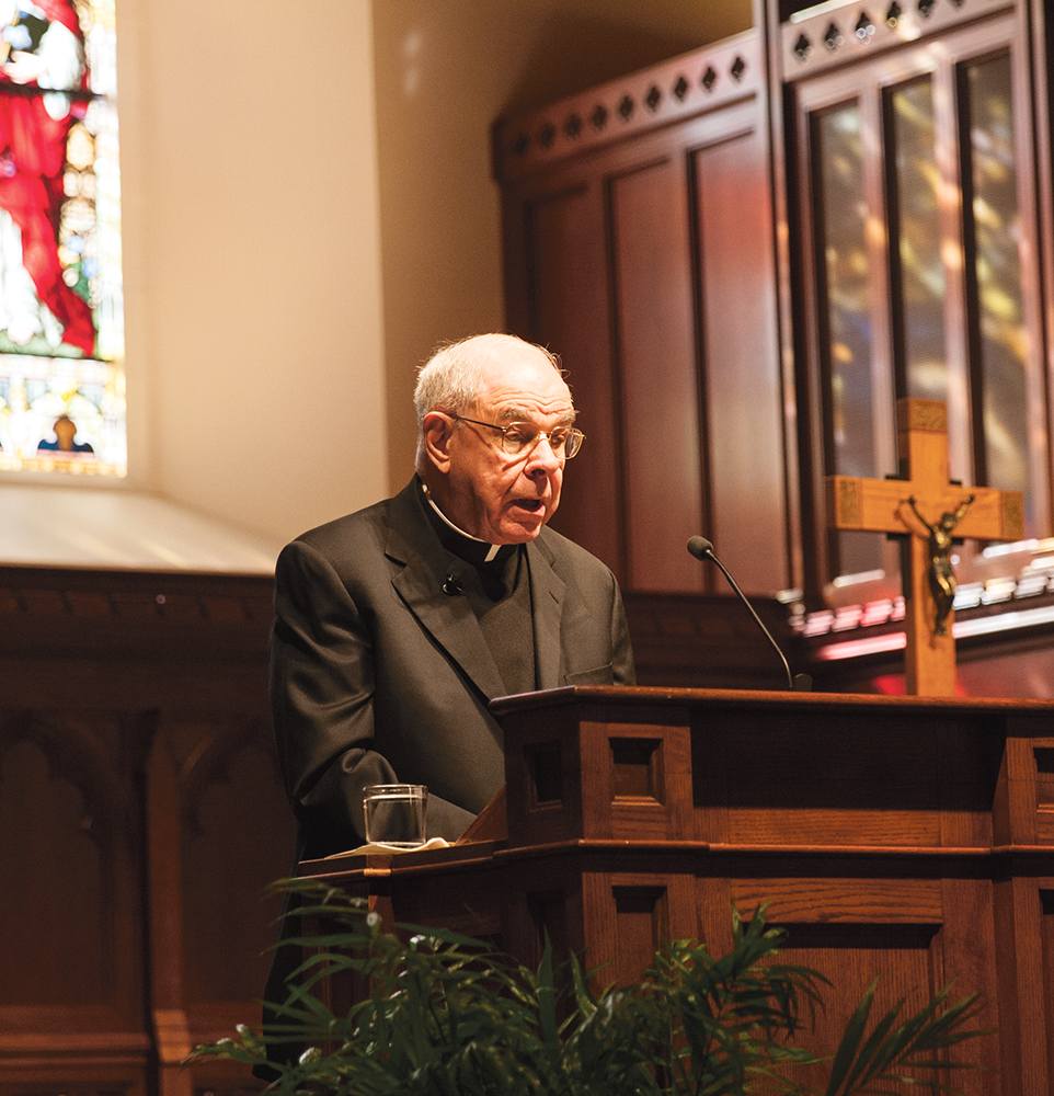 MICHELLE XU/THE HOYA
Rev. John W. Padberg, S.J., spoke at a lecture marking the 200th anniversary of the restoration of the Society of Jesus.