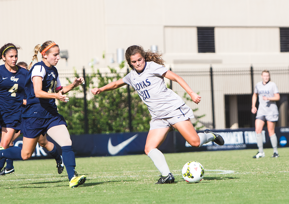 FILE PHOTO: Claire Soisson/The Hoya
Senior forward Sarah Adams scored two second-half goals in Georgetown’s 3-3 draw against the DePaul Demon Deacons on Thursday.
