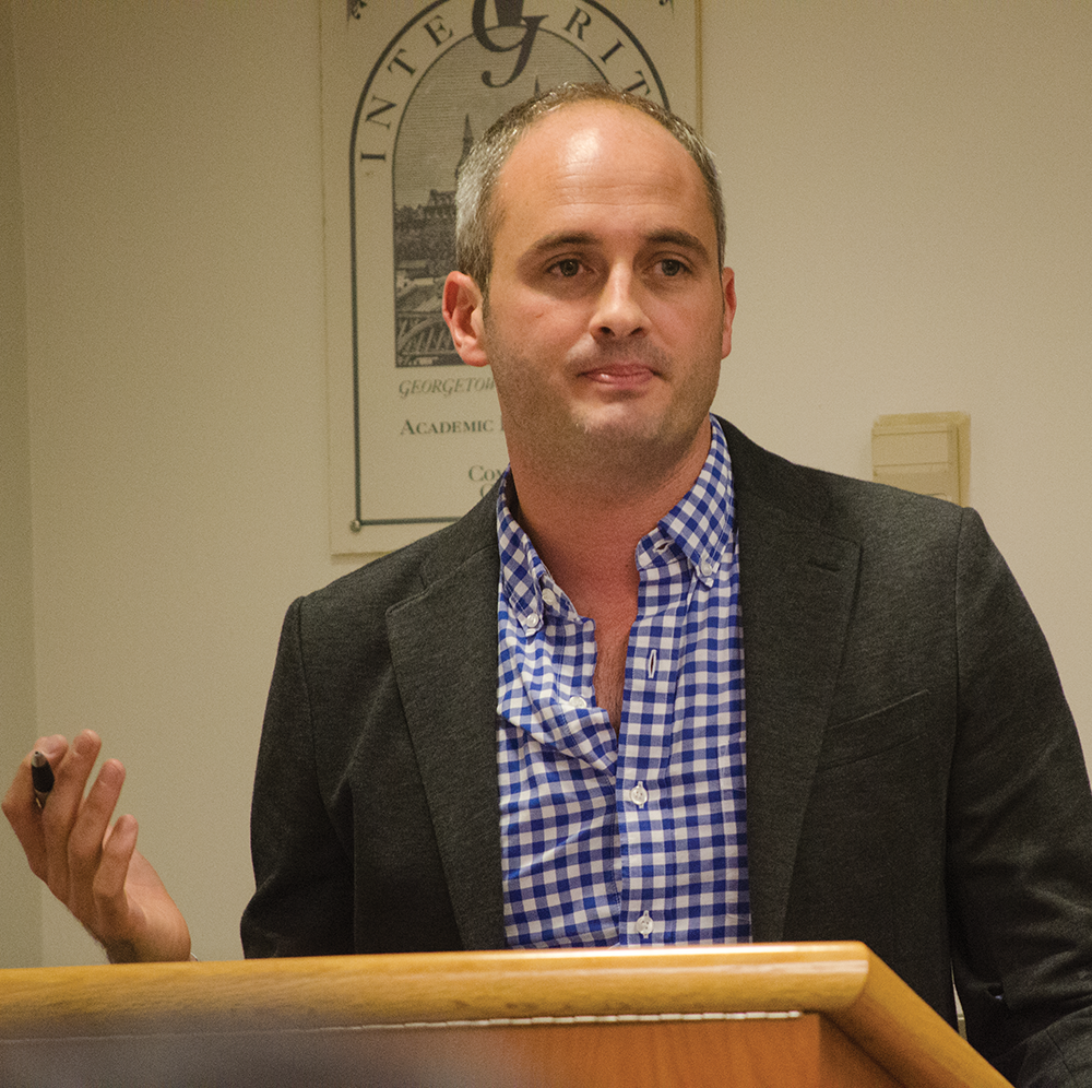 DAN GANNON FOR THE HOYA
Professor Brian McCabe explained the effects of gentrification on D.C.’s demographics and neighborhoods in an event Tuesday.