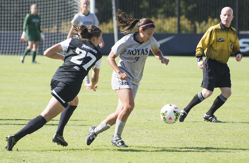 FILE PHOTO: NATE MOULTON FOR THE HOYA
Junior forward Sarah Adams has two goals and an assist in 16 starts. She started in Georgetown’s 1-0 win over Creighton last Sunday.