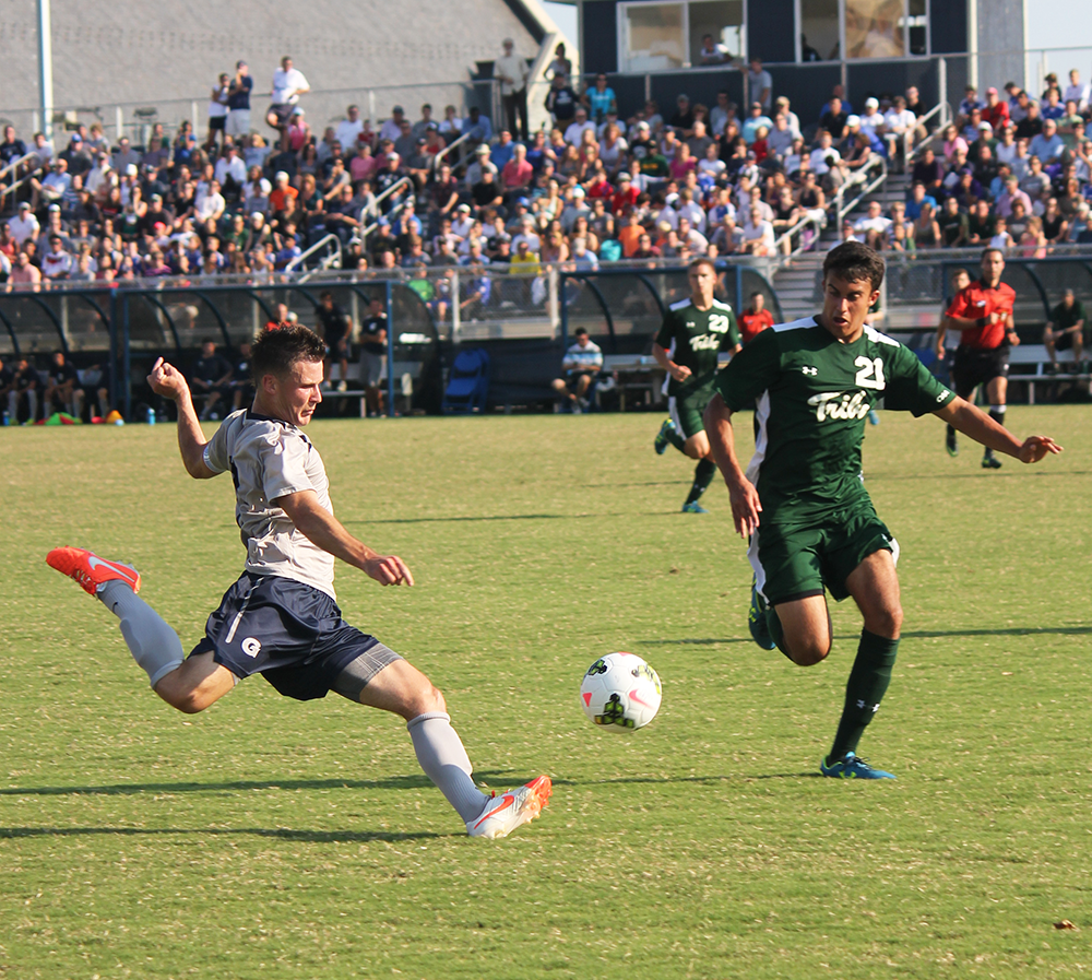 FILE PHOTO: ERIN NAPIER/THE HOYA
Junior defender and co-captan Keegan Rosenberry has a goal and an assist this season, including the game-winner against DePaul. He has helped the team record 10 clean sheets and allow just .53 goals per game.
