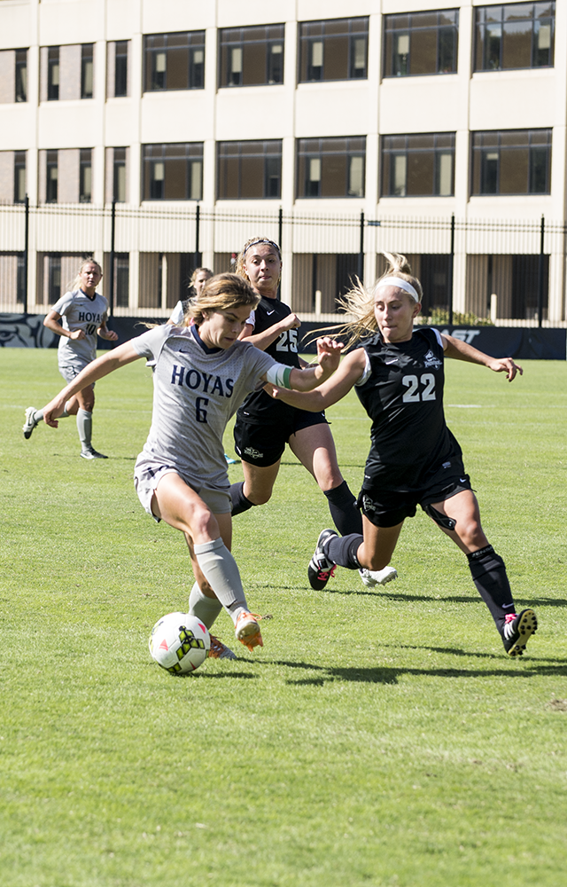 FILE PHOTO: NATE MOULTON/THE HOYA
Senior midfielder and co-captain Daphne Corboz has 10 goals and eight assists this season. 