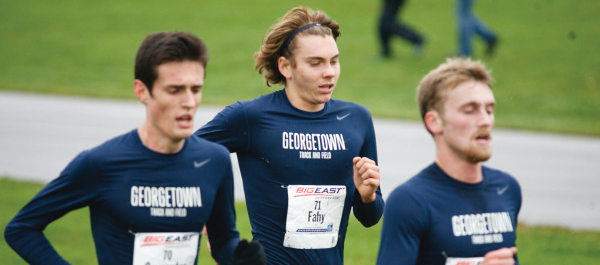 COURTESY GU HOYAS
Sophomore Scott Carpenter (left), junior Darren Fahy (center) and sophomore Jonathan Green all finished in the top 10 of the Big East championship. Green finished fifth with a time of 23:52.7.