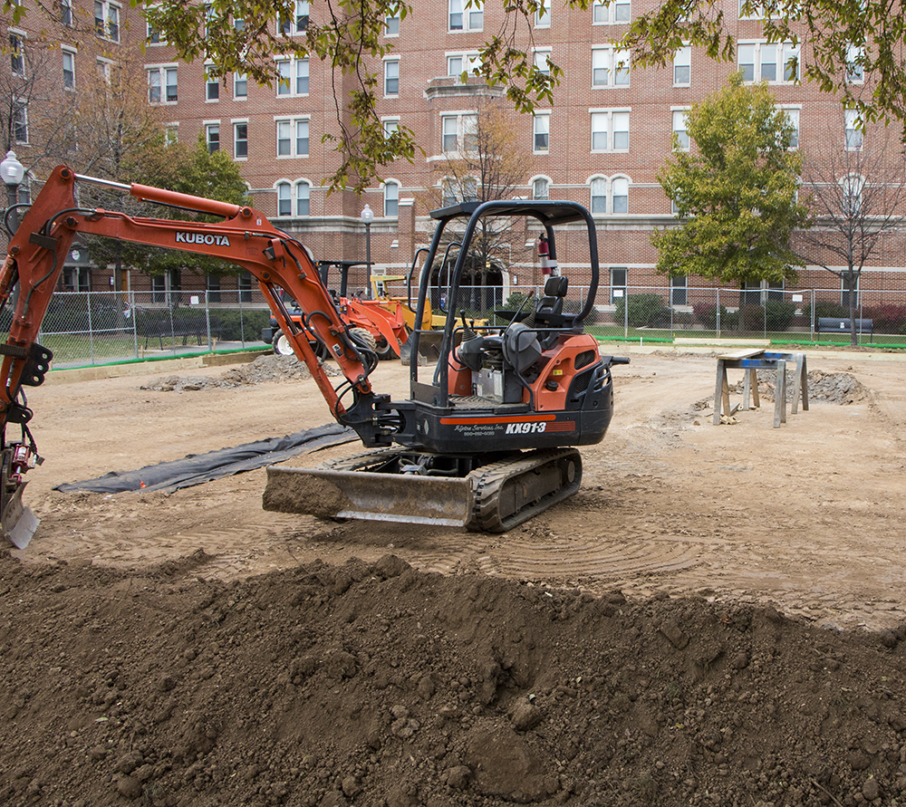 JULIA HENNRIKUS/THE HOYA
Initial construction has begun on a beach volleyball court in the Southwest Quad.