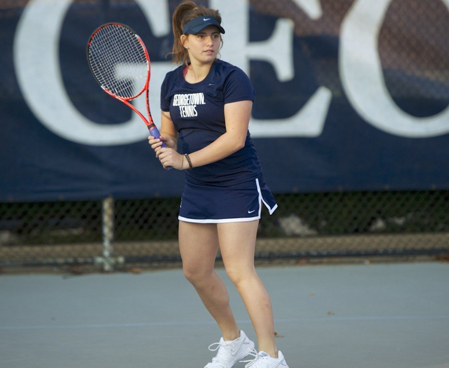 GU HOYAS
Sophomore Victoire Saperstein led the Hoyas with a 6-2, 6-0 victory in the top singles slot against Norfolk State.
