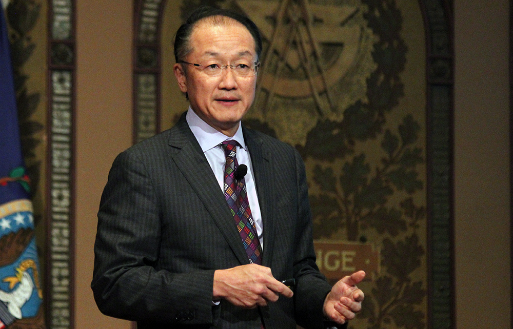 MICHELLE LUBERTO/THE HOYA
World Bank Group President Jim Yong Kim spoke on the connection between economic development and an improved response to Ebola, the first event of the newly launched Global Futures Initiative. 