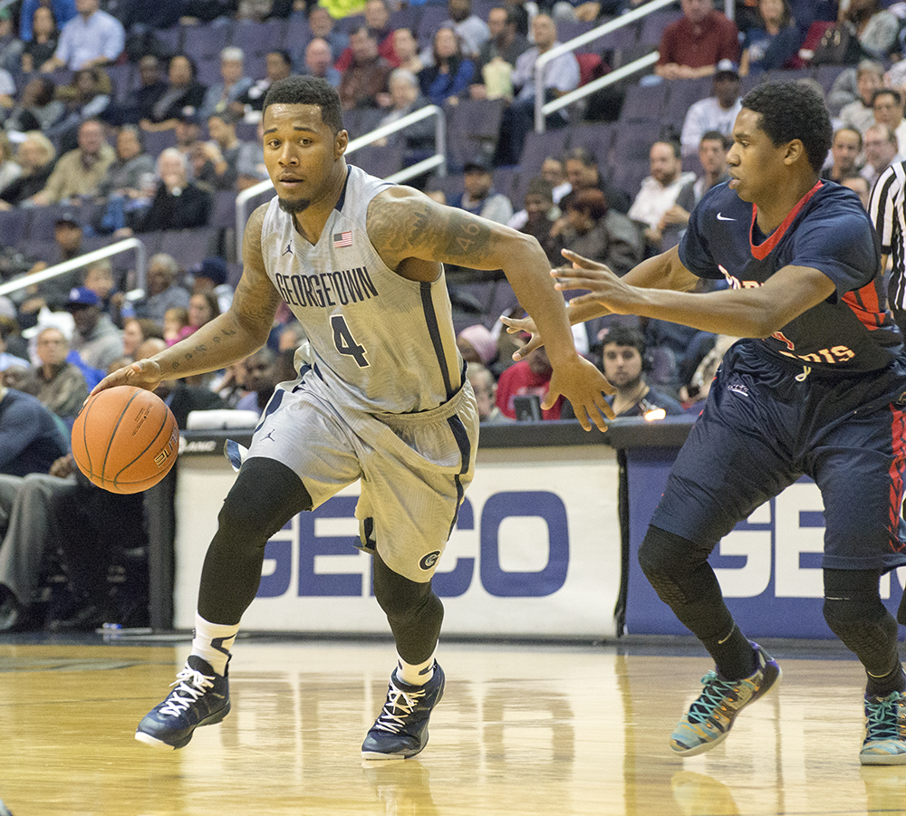 FILE PHOTO: NATE MOULTON/THE HOYA
Junior guard DVauntes Smith-Rivera scored a game-high 25 points, in the Hoyas win over DePaul. Smith-Rivera is averaging a team-high 14.3 points per game this season.