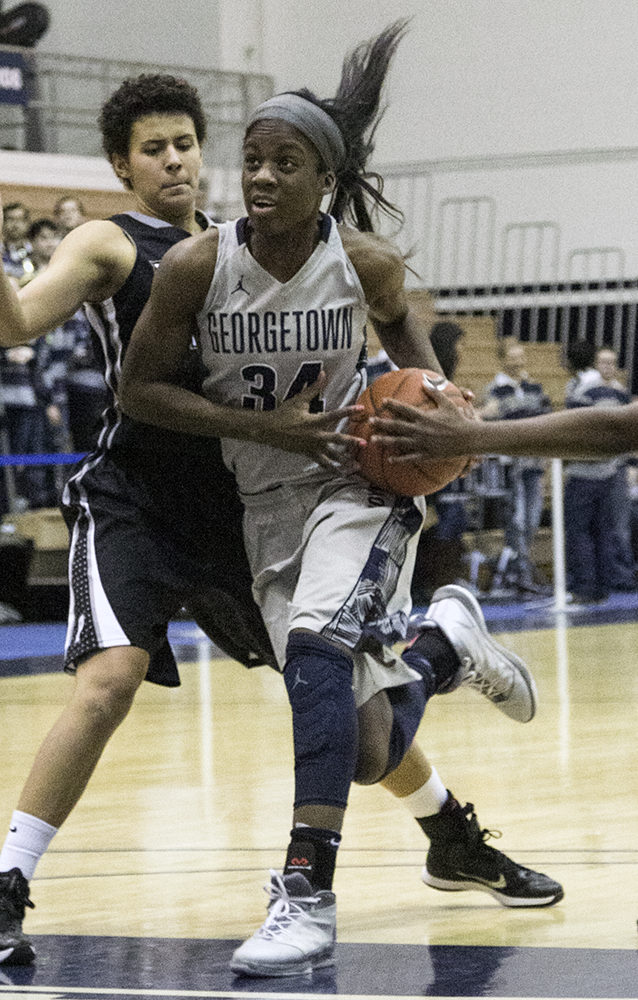 FILE PHOTO: JULIA HENNRIKUS/THE HOYA 
Freshman guard Dorothy Adomako scored 20 points and notched 10 rebounds in the Hoyas’ loss to DePaul in Chicago on Friday. Adomako is averaging 13.7 points per game.