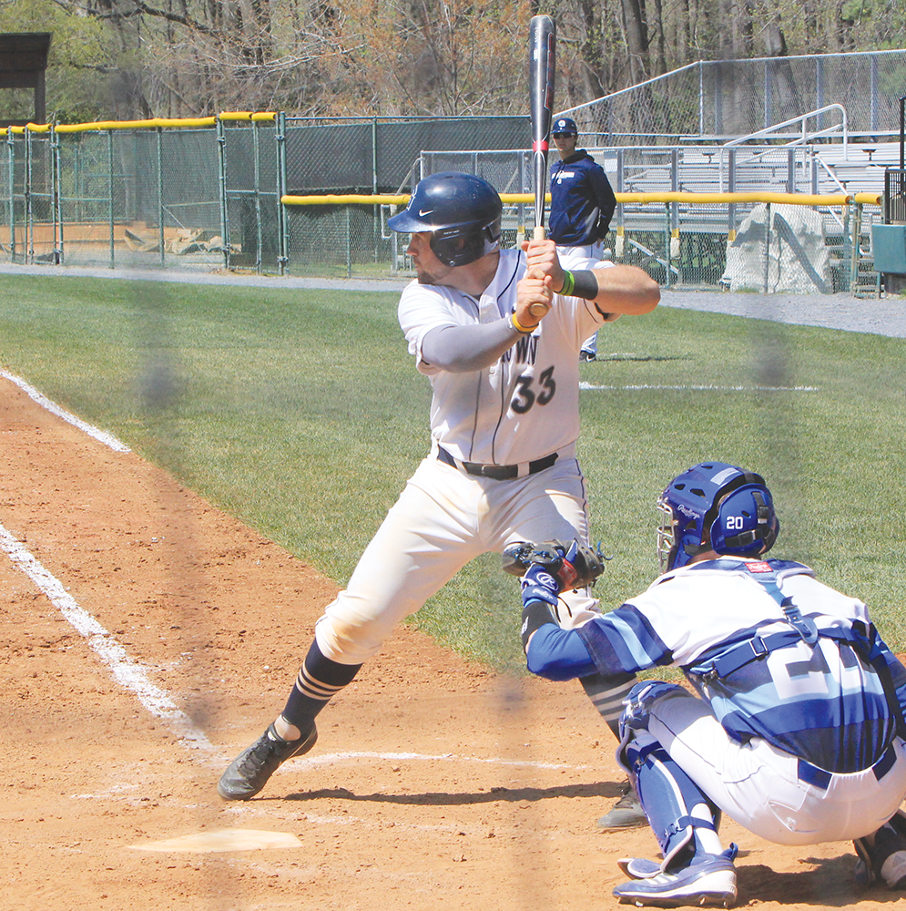 FILE PHOTO: MICHELLE XU/THE HOYA
Junior catcher Nick Collins hit two home runs, his second and third of the year, and batted in three runs in Georgetown’s 8-2 victory over UMES.