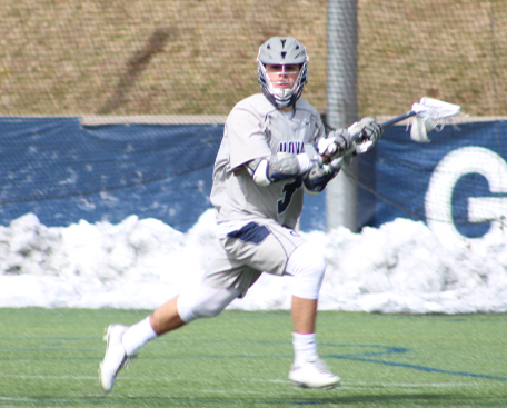 CLAIRE SOISSON/THE HOYA
Freshman attack Stephen Quinzi recorded his first career hat trick in his team’s 13-11 win over Hofstra. Quinzi has six goals so far this season.