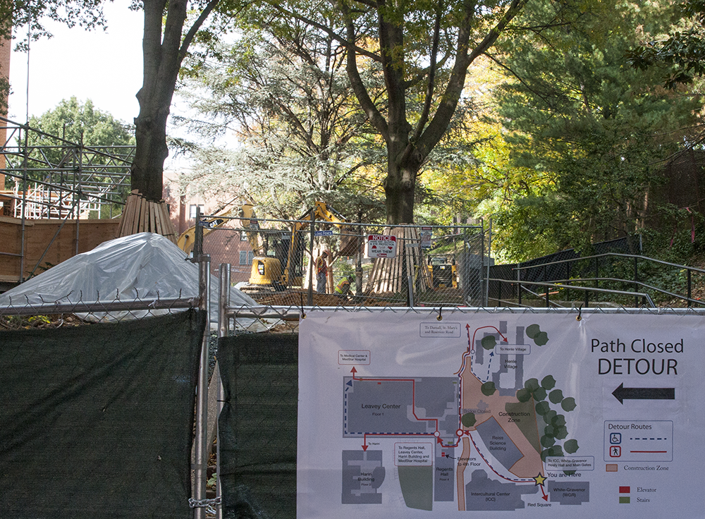 FILE PHOTO: MICHELLE XU/THE HOYA
The blocked Reiss Pathway was one of many consequences of campus construction.