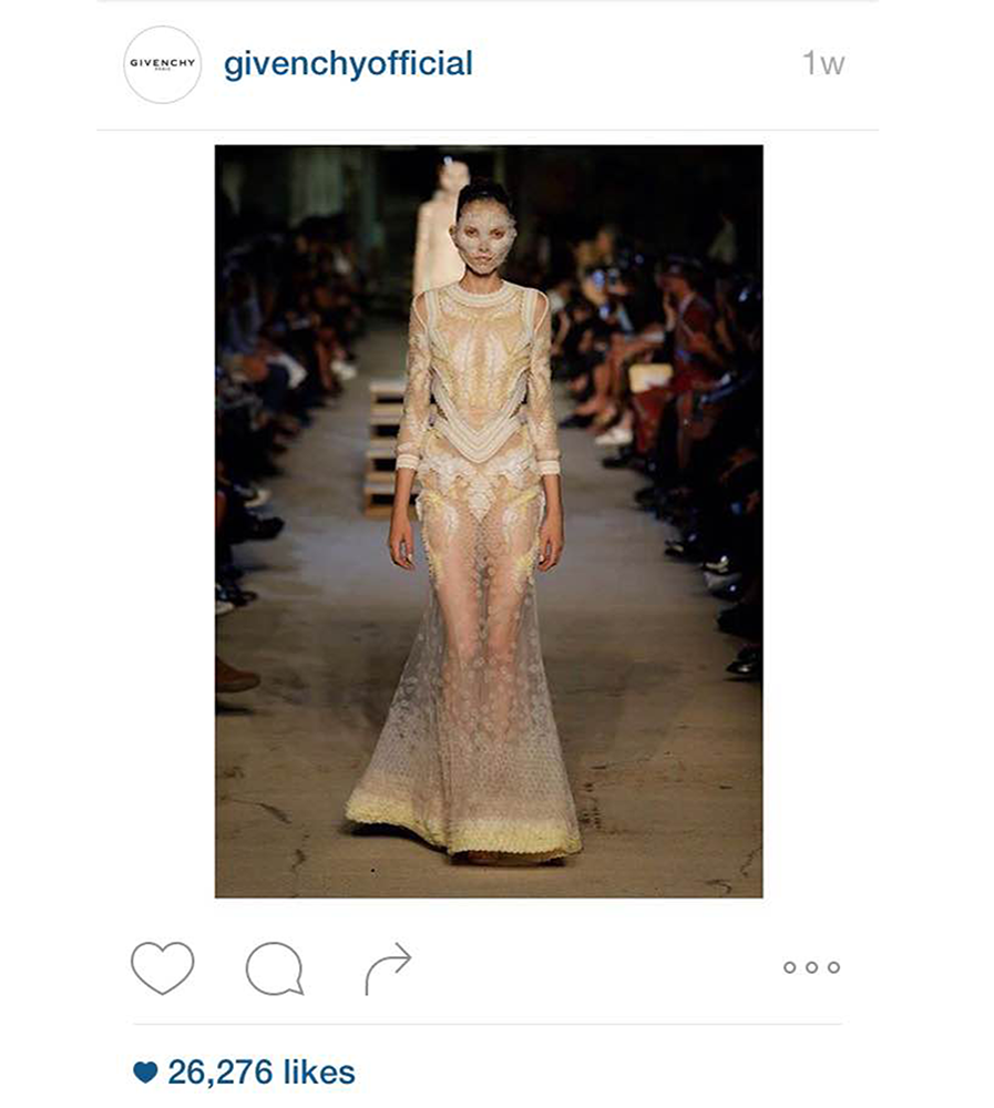 GIVENCHY/INSTAGRAM 
The Givenchy show, attended by Kanye West and NIcki Minaj, as shared on the brand’s Instagram. 