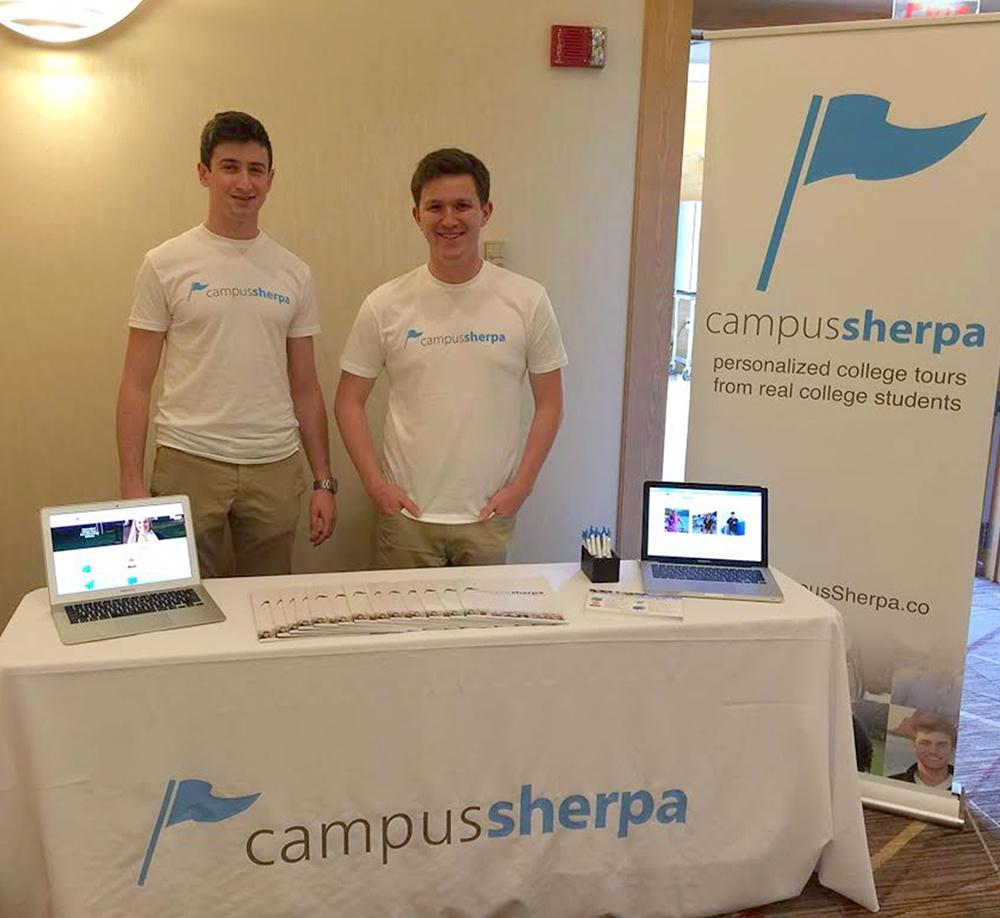 COURTESY ALEX MITCHELL
David Patou (COL ’18) and Alex Mitchell (COL ’18) founded Campus Sherpa fall 2014. The company has spread to more than 60 college campuses and employs 400 part-time student tour guides. 