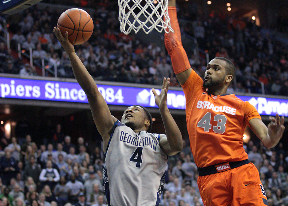 FILE PHOTO: CHRIS BIEN/THE HOYA
D’Vauntes Smith-Rivera scored 15 points against Syracuse on March 9, 2013.