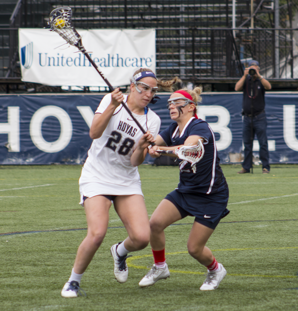 CLAIRE SOISSON/THE HOYA 
Senior midfielder Kristen Bandos led Georgetown during the 2015 season in goals with 29 and shots with 73. She also tallied two assists.