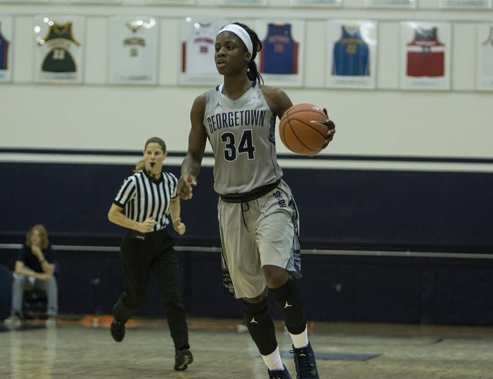 KARLA LEYJA/THE HOYA
Sophomore guard Dorothy Adomako scored 24 points and seven points in Georgetown’s wins over Providence and Creighton, respectively.