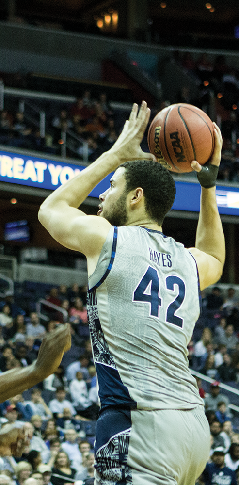STANLEY DAI/THE HOYA
Senior center and co-captain Bradley Hayes emerged as a starter this season, averaging 8.5 points and 6.6 rebounds per game.