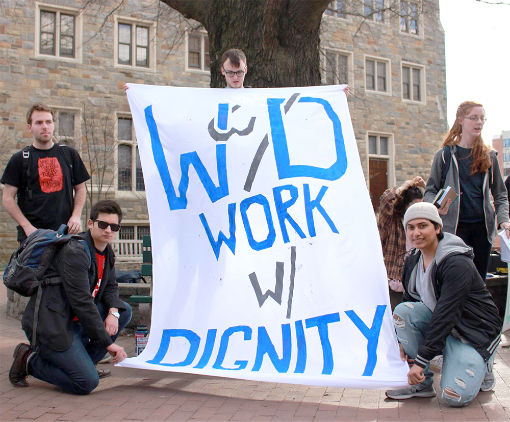 COURTESY GEORGETOWN SOLIDARITY COMMITTEE
Student workers and members of the Georgetown community joined a rally organized by GSC to show solidarity with workers who were mistreated during Winter Storm Jonas.
