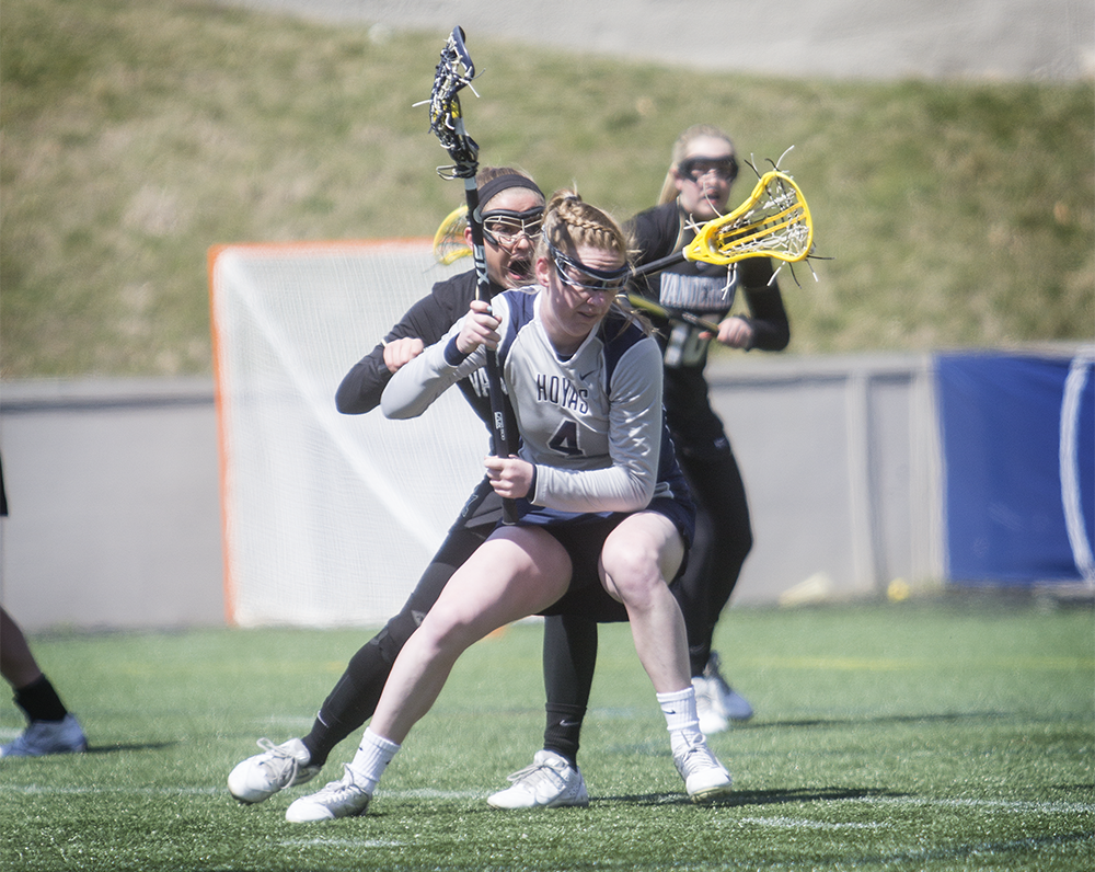FILE PHOTO: JULIA HENNRIKUS/THE HOYA
Senior attack Corinne Etchison scored one goal in Georgetown’s 7-5 win over Vanderbilt. Etchison has scored 11 goals this season and leads Georgetown in assists with eight.