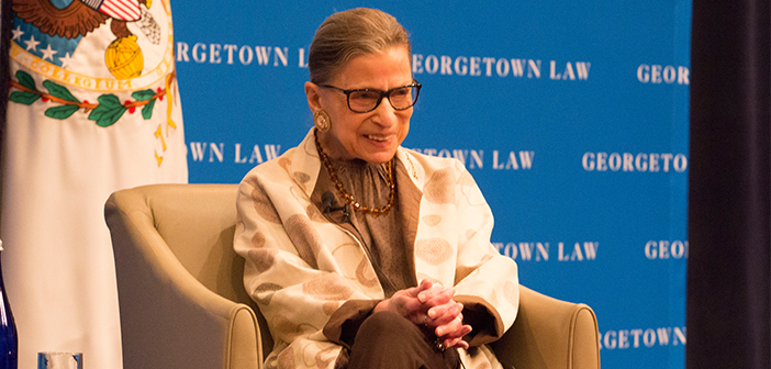 COURTESY GULC
Supreme Court Justice Ruth Bader Ginsburg addressed first-year law students at the Georgetown University Law Center on Thursday, highlighting her time with the late Justice Antonin Scalia. 