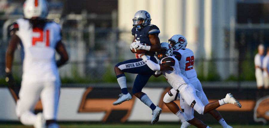 COURTESY GUHOYAS
Sophomore wide receiver Michael Dereus had a team-high 114 receiving yards on six catches in Georgetowns 16-10 victory over Marist on Saturday. 