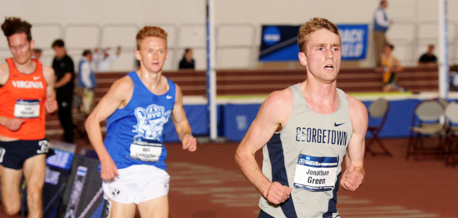 GUHoyas
Graduate student distance runner Jonathan Green won the 3000m at the Nittany Lion Challenge.