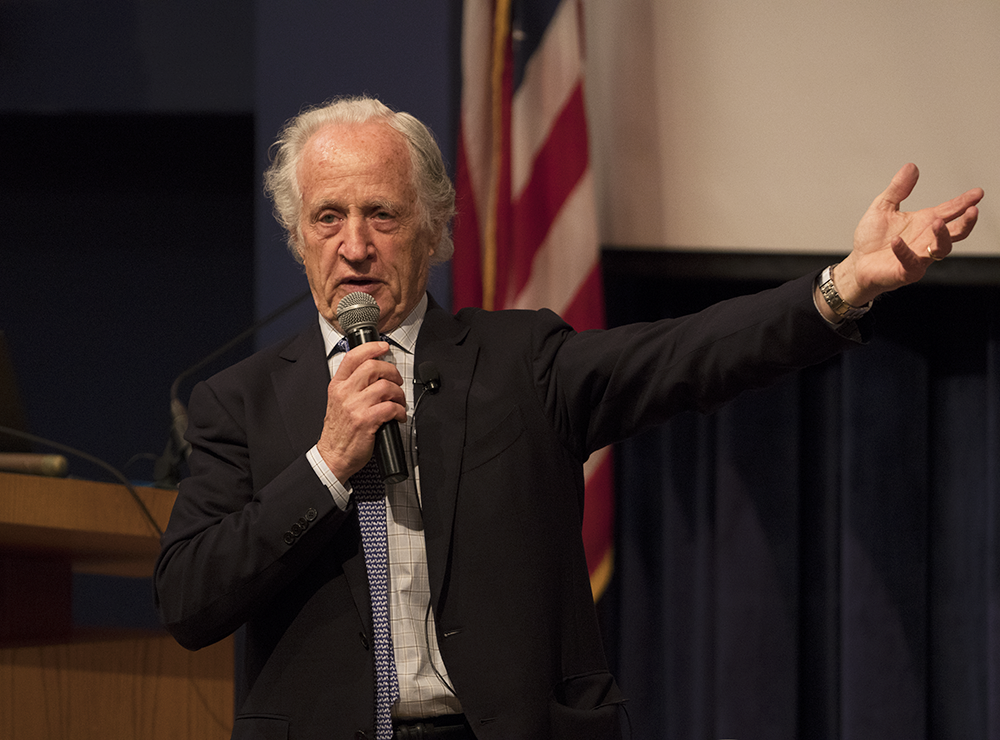KEENAN SAMWAY FOR THE HOYA Mario Capecchi, a Nobel Laureate in medicine and professor at the University of Utah School of Medicine discussed his research during an event on Wednesday.