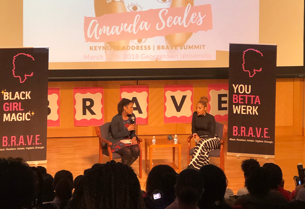 MEENA MORAR FOR THE HOYA actress and comedian Amanda Seales discussed her experiences in the creative realm with Soyica Colbert, associate professor of African American Studies and Theater and Performance Studies.
