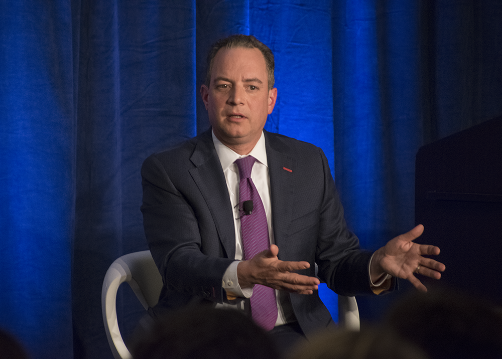 AMBER GILLETTE/THE HOYA
Former White House Chief of Staff Reince Priebus defended President Donald Trumps unconventional leadership style in an event Tuesday.