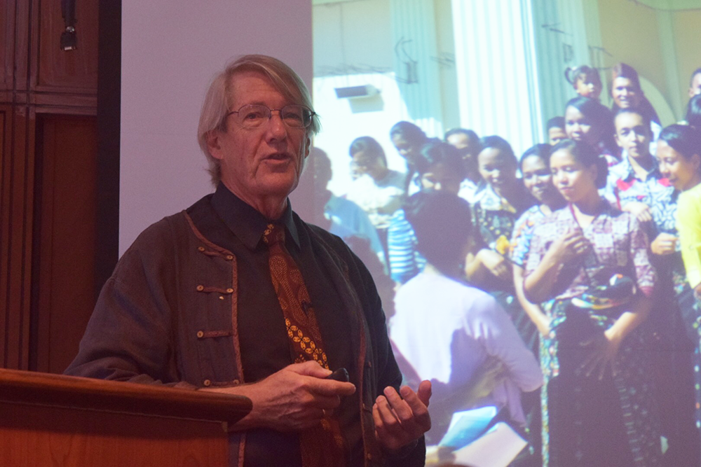 NATALIE ISÉ FOR THE HOYA Bernard Adeney-Risakotta urged both Western and Indonesian scholars to look beyond the rise radical Islam and into elements of Indonesia's secular society at an event in the Intercultural Center Oct. 2.