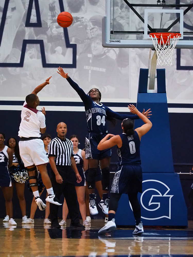 Graduate student guard Dorothy Adomako scored 18 points and 10 rebounds against Maryland Eastern Shore.
Kirk Zieser/The Hoya