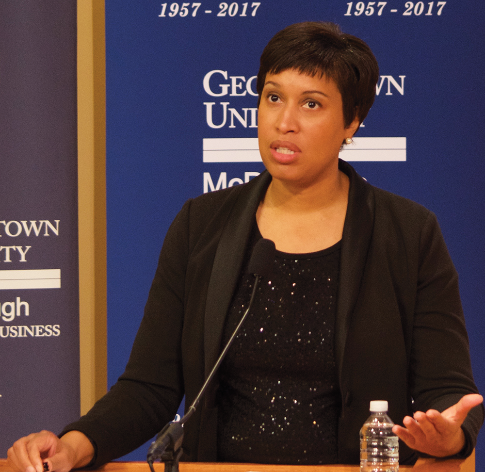 SPENCER COOK | THE HOYA 
Mayor Muriel Bowser (D) announced a new initiative to reduce opioid overdose-related deaths in Washington, D.C.