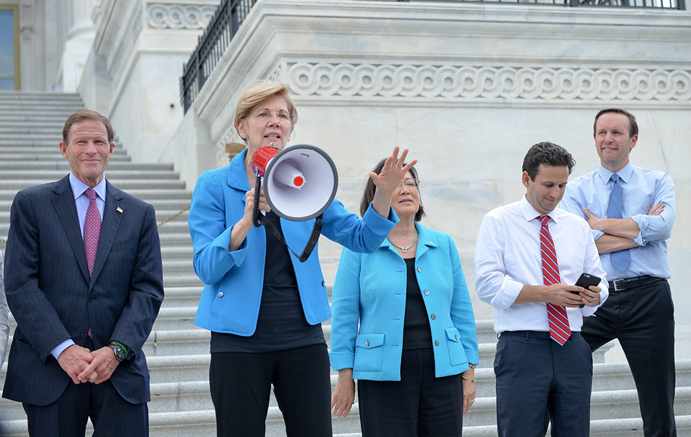 ELIZABETH WARREN | Sen. Elizabeth Warren (D-Mass.), second from left, launched a petition in support of D.C. statehood.