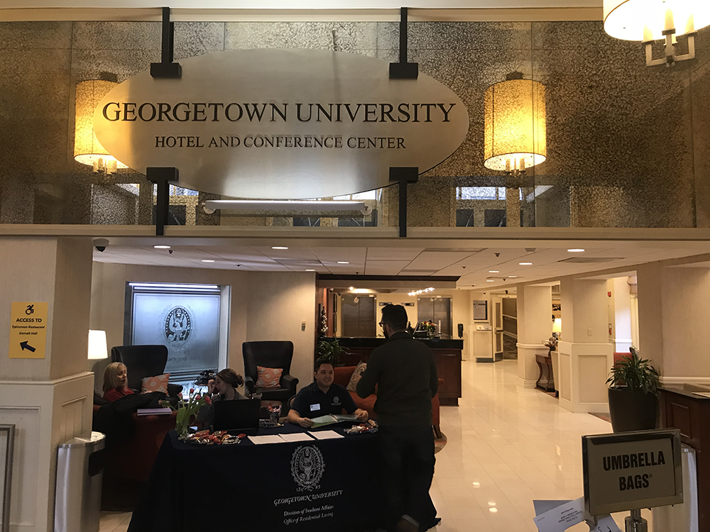 WILL SIMON/THE HOYA | Georgetown Universitys board of directors approved a $75 million maintenance plan, which will be allocated to facilities repairs, including the roofs of Alumni Squares apartments and renovations of Alumni Square west. 