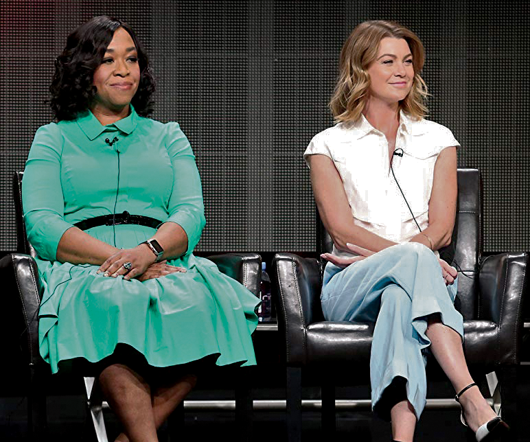 IMDB | Shonda Rhimes, far left, was the showrunner for “Grey’s Anatomy,” starring Ellen Pompeo. While Rhimes has had much success, challenges still exist for female showrunners. 