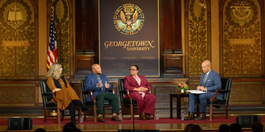 PBS NewsHour and the Georgetown Prisons and Justice Initiative hosted a panel on the effects of incarceration on families in Gaston Hall Oct. 10