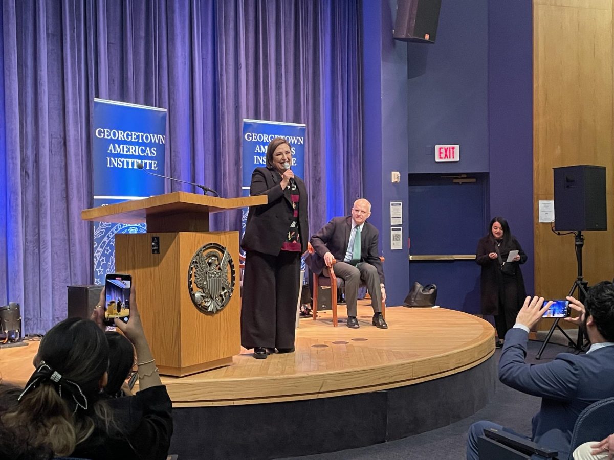 Aamir Jamil/The Hoya | Xóchitl Gálvez, opposition candidate in the Mexican presidential election,  visited Georgetown University as part of her U.S. tour to discuss the biggest issues facing Mexico, including security and renewable energy, Feb. 5.