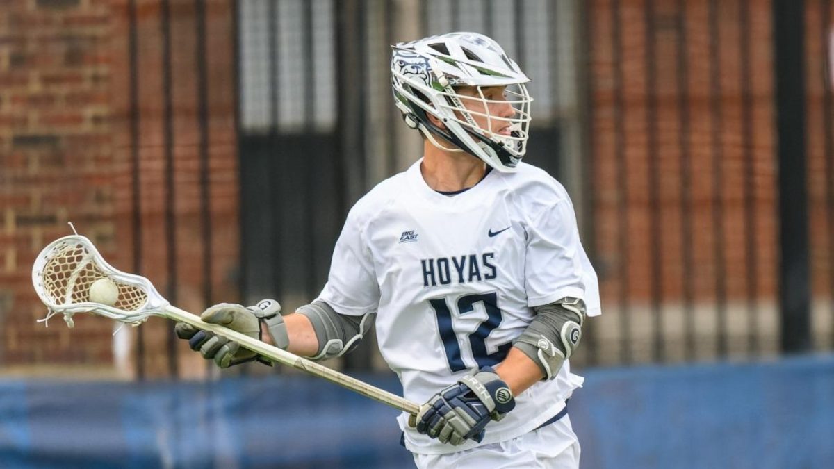 GUHoyas | Senior attackman Aidan Carroll put the game-winning goal in the back of net to defeat No. 1 Notre Dame in overtime.