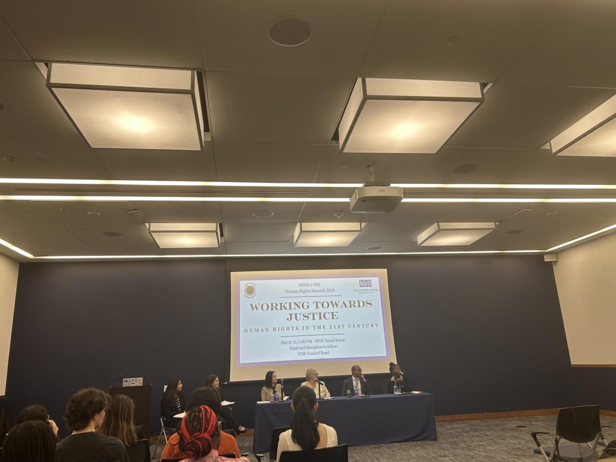 Caleigh Keating/The Hoya | A panel of human rights specialists shared career experiences and human rights progress at an annual human rights summit, centered around the theme of Working Towards Justice: Human Rights in the 21st Century on March 15.
