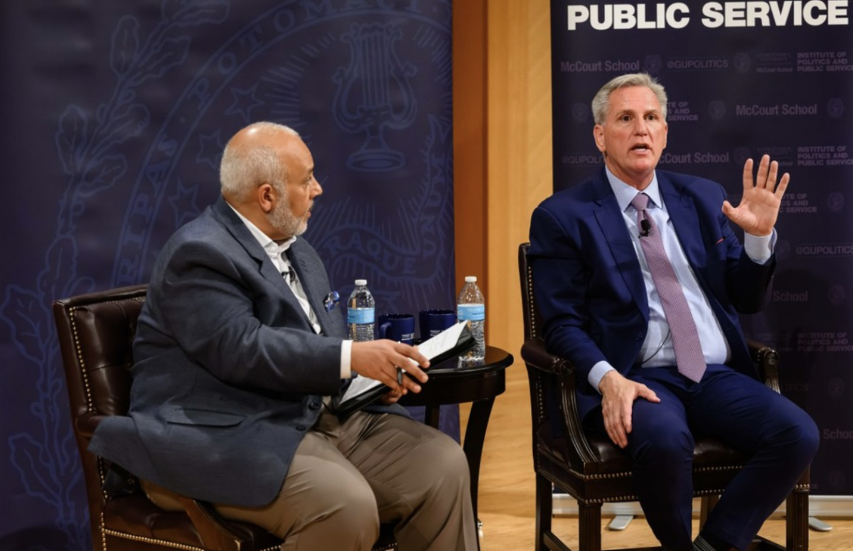 @gupolitics | Former speaker of the House of Representatives Kevin McCarthy reflected on the stability of American democracy and shared reflections on his time serving as a leader in Congress at an April 9 event at Georgetown University.