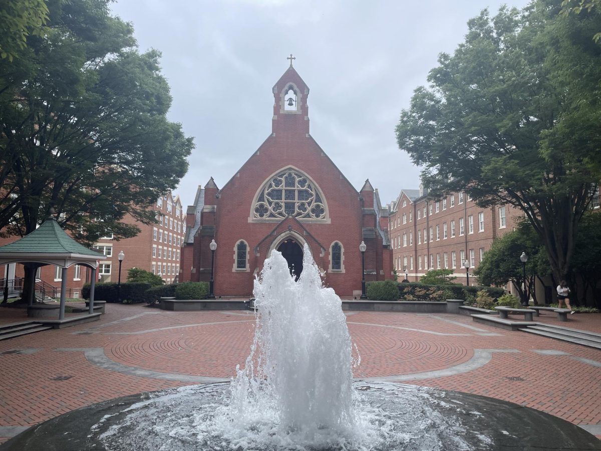Aamir Jamil/The Hoya | The Georgetown University Police Department (GUPD) is investigating vandalism that occurred in Dahlgren Chapel of the Sacred Heart and the Heyden Observatory the night of Aug. 29 as potential anti-Catholic hate crimes.