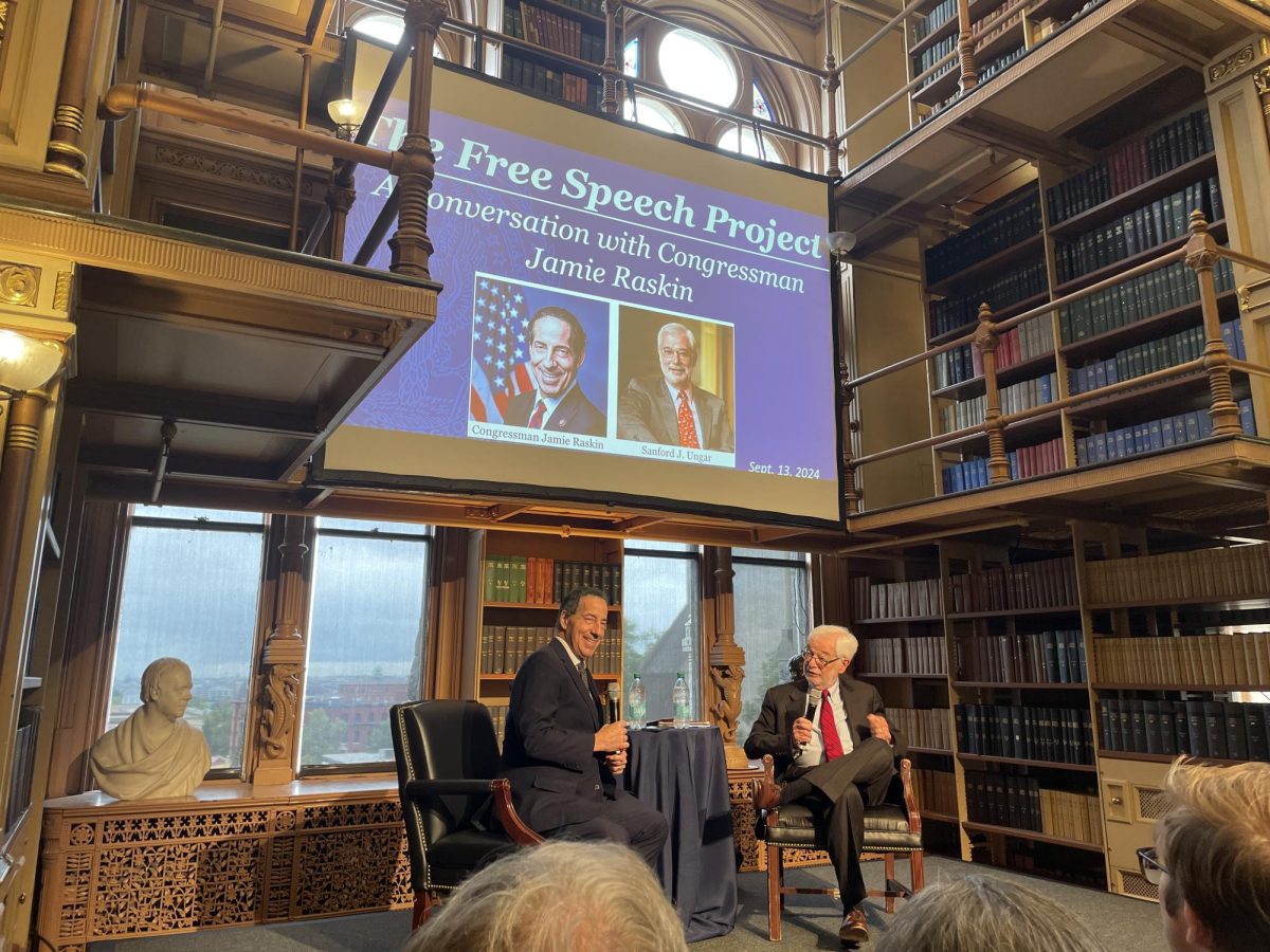 Aamir Jamil/The Hoya | Rep. Jamie Raskin (D-Md.) discussed threats to democracy and freedom in relation to the upcoming presidential election at a Sept. 13 event hosted by the Free Speech Project.