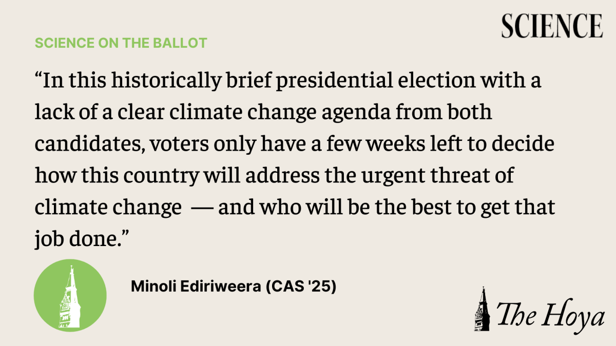 In her first column of the semester, Minoli Ediriweera (CAS ‘25) compares the climate policies of the leading presidential candidates, Vice President Kamala Harris and Former President Donald Trump.